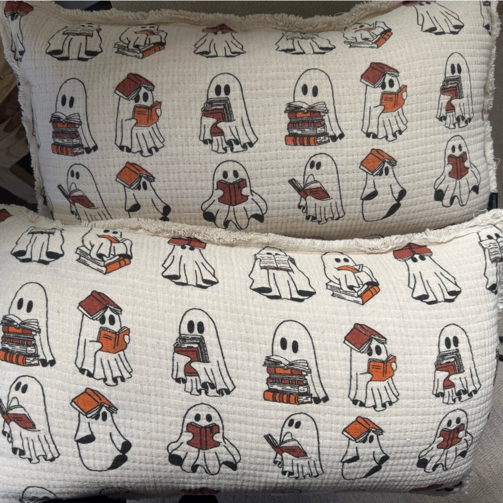 Cynthia Rowley Ghost Reading Pillows (2), blanket (1), and dish towel (2) set